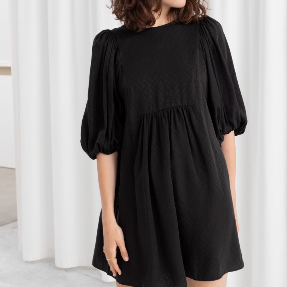 NWT & Other Stories Black Puff Sleeve Mini Dress